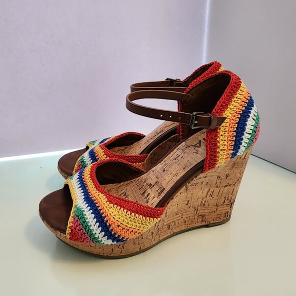 MIA Rainbow Cork Wedge Sandals Size 6.5 - Picture 5 of 6